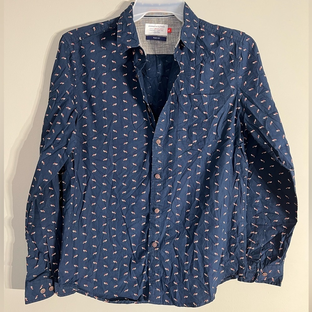 Demin & Flower Men’s bottom up‎ shirt size M